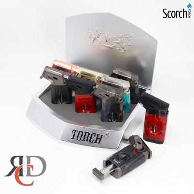 SCORCH TORCH BUILT IN CIG CUTTER W/ SEE THRU BUTANE 9CT/ DISPLAY